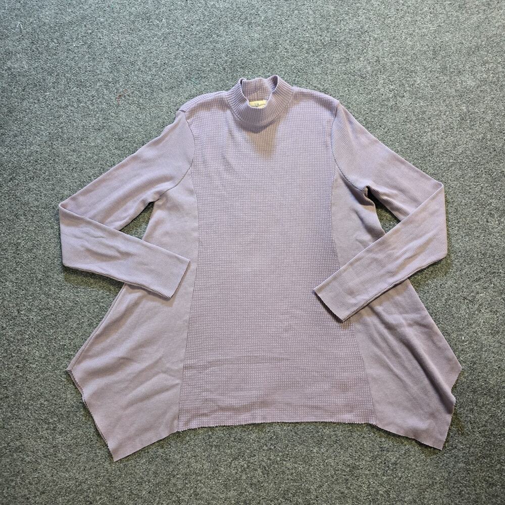 T La Anthropologie Top Women Size Small Purple Thermal Waffle Knit Lounge Casual
